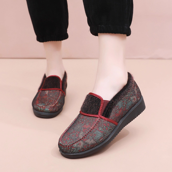 Dámske zimné bavlnené topánky s plyšovou podšívkou, nízka päta 1–3 cm, okrúhly nos, teplé na každodenné nosenie