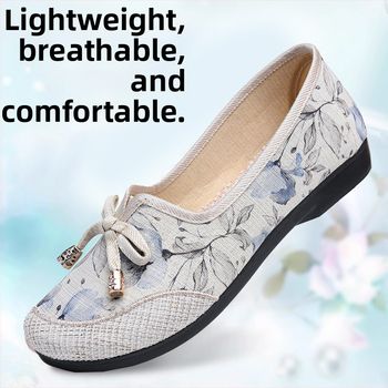 Dámske plátené tenisky - kvetinový vzor, nízky vrchný diel, gumová podrážka, priedušné a rýchloschnúce