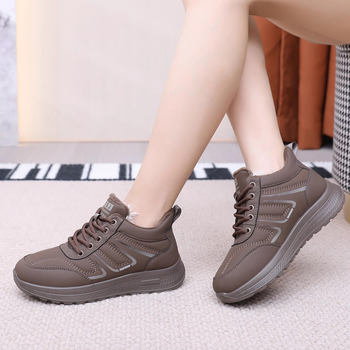 Zimné bavlnené dámske topánky s teplou podšívkou, krížovým zapínaním, protišmyková podrážka