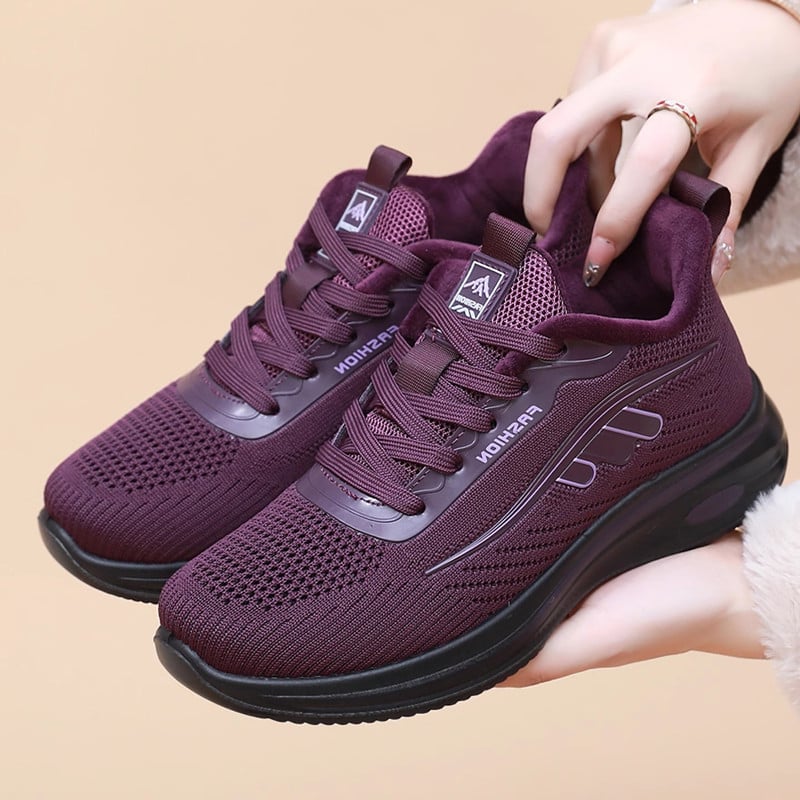 Dámske zimné topánky z bavlny, podšívka z umelej krátkej kožušiny, zapínanie na šnúrky vpredu, okrúhla špička