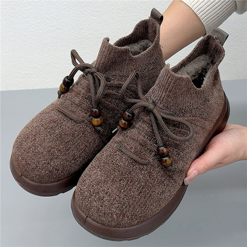 Ženské bavlnené topánky (Zimné, s nízkym vrchným dielom, slip-on, textilný vrch, vnútorná stielka z umelej kožušiny)