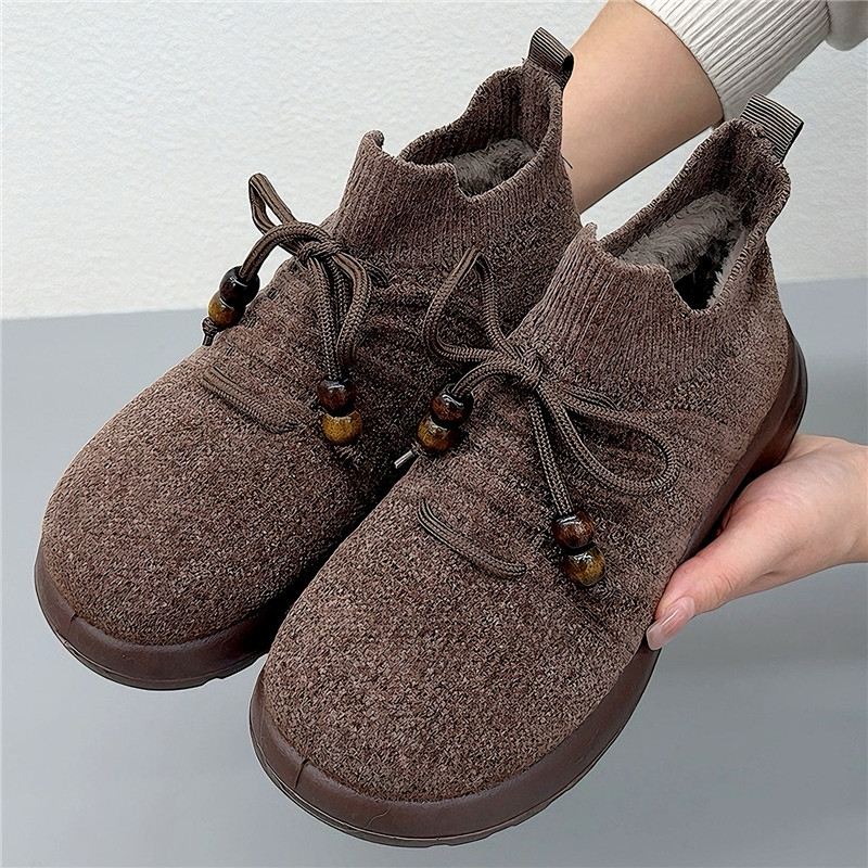 Ženské bavlnené topánky (Zimné, s nízkym vrchným dielom, slip-on, textilný vrch, vnútorná stielka z umelej kožušiny)