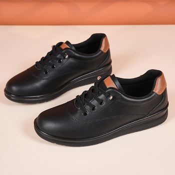 Ženské slip-on pohodlné ploché topánky s mäkkým koženým vrchnkom, guľatý nos, priedušná podšívka, PU podrážka, nízky podpätok 1-3 cm