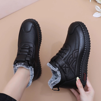 Dámske zimné bavlnené topánky s fleecovou podšívkou, hrubé a teplé, vysoký vrchný diel, protišmyková PU podrážka, zapínanie na Velcro