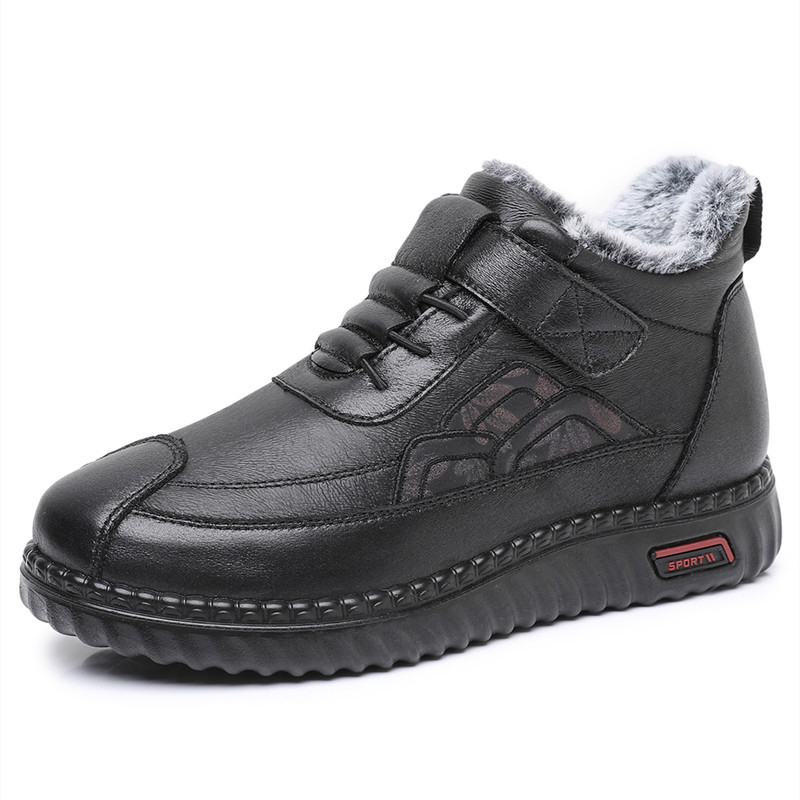 Dámske zimné bavlnené topánky s fleecovou podšívkou, hrubé a teplé, vysoký vrchný diel, protišmyková PU podrážka, zapínanie na Velcro