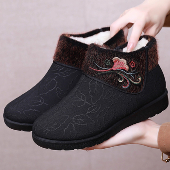 Dámske zimné topánky z bavlny s vysokým vrchom, teplá vlnená podšívka, PU podrážka, bočný zips