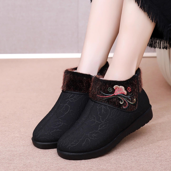 Dámske zimné topánky z bavlny s vysokým vrchom, teplá vlnená podšívka, PU podrážka, bočný zips