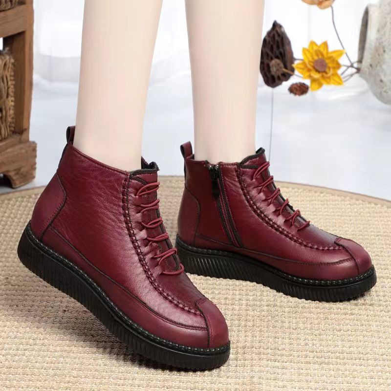 Ženské zimné papuče z PU vrchu s fleecovou podšívkou, protišmyková mäkká podrážka, bočný zips, teplé