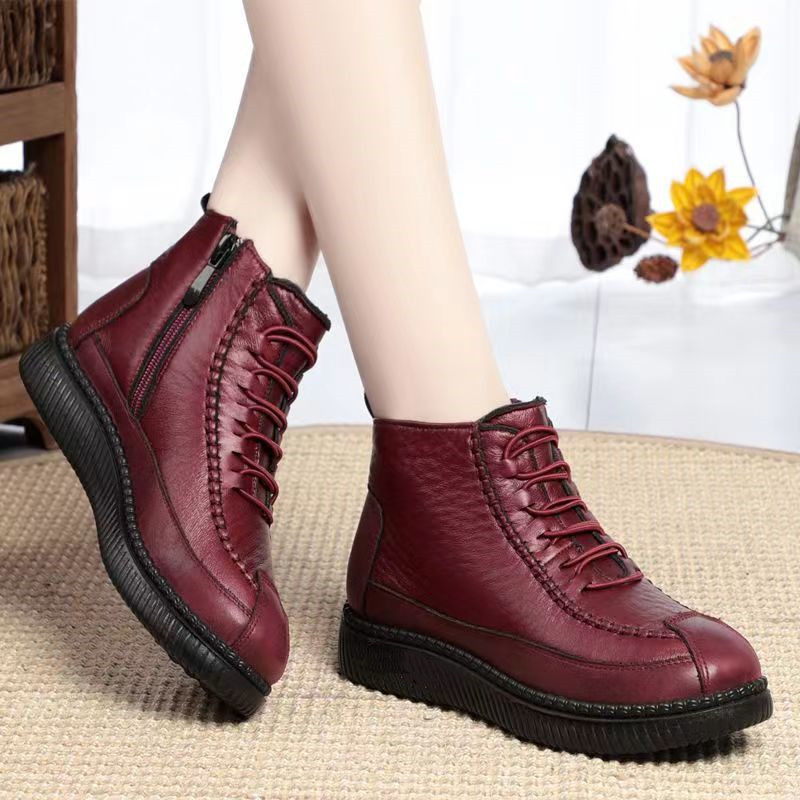 Ženské zimné papuče z PU vrchu s fleecovou podšívkou, protišmyková mäkká podrážka, bočný zips, teplé