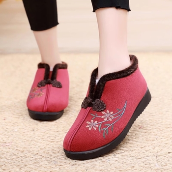 Ženské zimné textilné čižmy s vlnenou výstelkou, s vysokým zvrškom, slip-on, podrážka z kompozitu