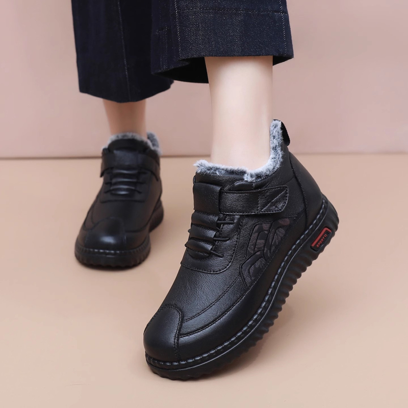 Zimné dámske bavlnené topánky s podšívkou z umelej chlpy, zapínanie na suchý zips