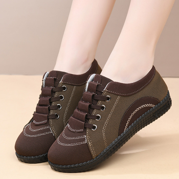 Dámske plátenné tenisky: ľahké, protišmyková podrážka, mäkká podrážka, plochý podpätok, šnúrky