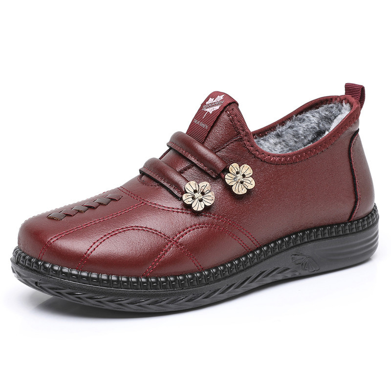 Zimné bavlnené topánky pre ženy s podšívkou, nízky podpätok 1–3 cm, nízky vrch, guľatá špička, slip-on, teplé a odolné