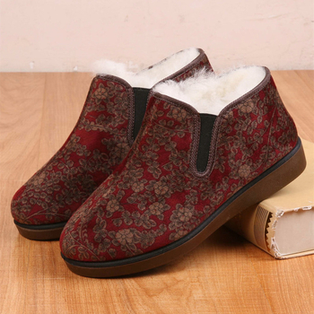 Dámske bavlnené topánky na zimu, vysoký členok, vnútorná vlna a stielka z ovčej vlny