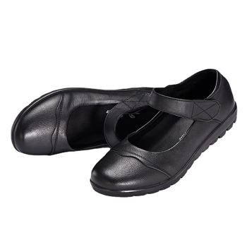 Kožené dámske topánky s Velcro zapínaním, guľatá špička, nízky podpätok 1-3 cm, PU podrážka, PU vnútorná stielka