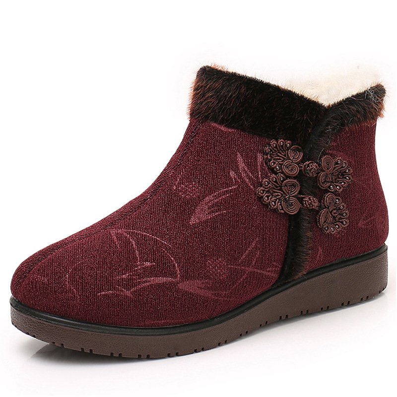 Dámske zimné topánky z bavlneného materiálu s vnútornou vlnou, vysoký vršok, bočný zips, protišmyková podrážka