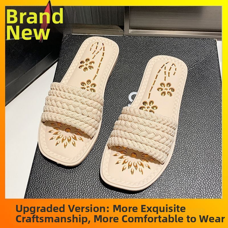 Sandále s PU vrchnou časťou, gumová podrážka, protisklzové, odolné voči opotrebeniu, plochá podrážka, do domu a von