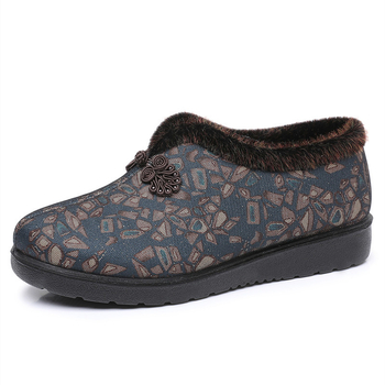 Dámske zimné bavlnené topánky s umelou plyšovou podšívkou, nízky vrch, protišmyková podrážka