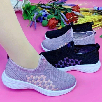 Chodítkové topánky pre seniorov, odolné, ľahké, protišmykové, Slip-On s Fly-Knit vrchnou časťou