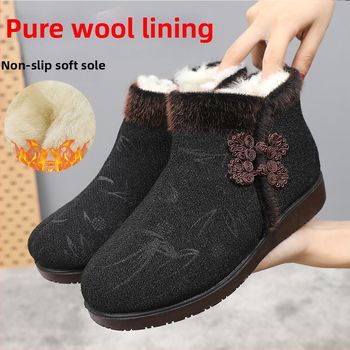 Dámske zimné plátené topánky so zipsom na boku, vysoký vrš, protišmyková mäkká podrážka, vlnená podšívka
