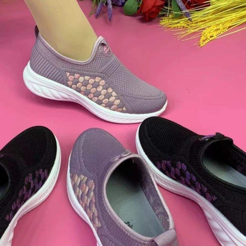 Slip-on pletené topánky pre dospelých – priedušné, ľahké, protišmyková EVA podrážka, elastický horný materiál, letná voľba