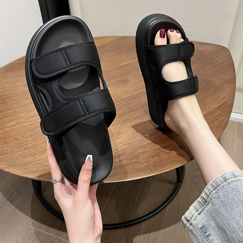 Dámske sandále s hrubou podrážkou – horná časť PU, gumová podrážka, platforma 3–5 cm, protišmykové