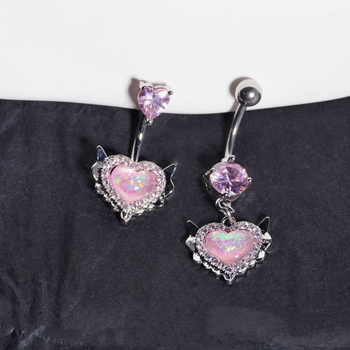 Nerezová oceľ, unisex, pupočný prsteň s tvarom srdca, elektroplating