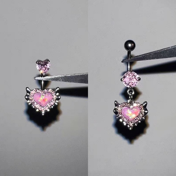 Nerezová oceľ, unisex, pupočný prsteň s tvarom srdca, elektroplating