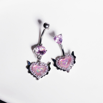 Nerezová oceľ, unisex, pupočný prsteň s tvarom srdca, elektroplating