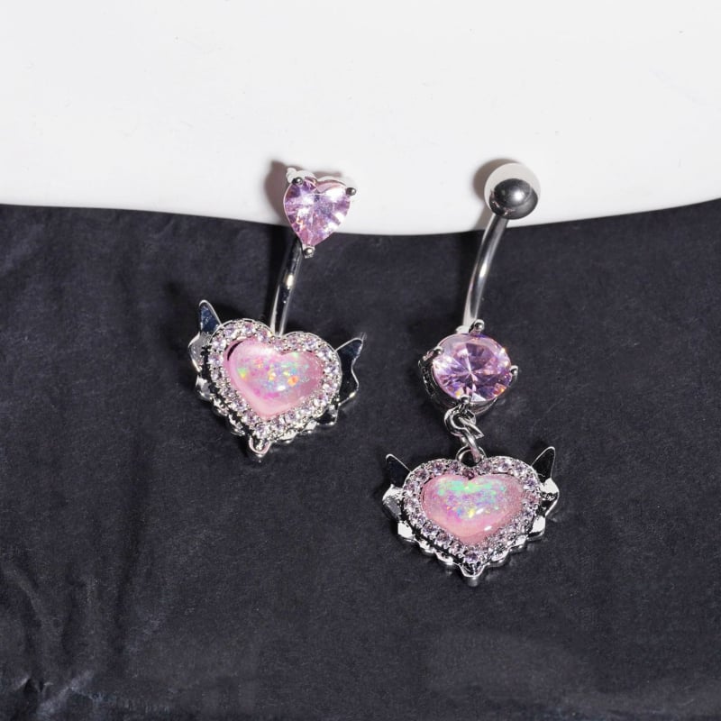 Nerezová oceľ, unisex, pupočný prsteň s tvarom srdca, elektroplating