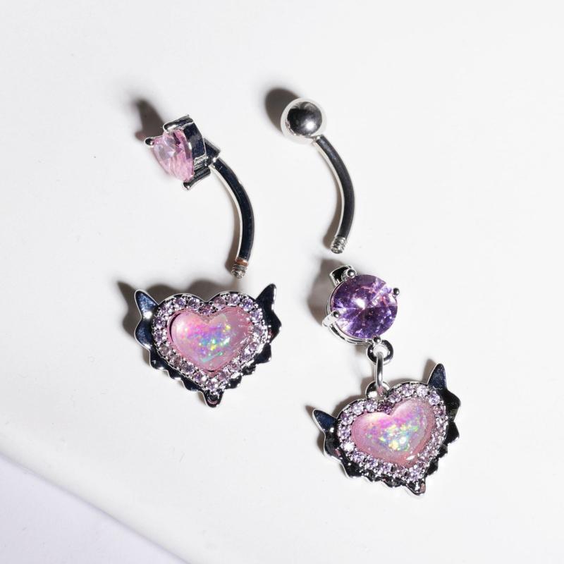 Nerezová oceľ, unisex, pupočný prsteň s tvarom srdca, elektroplating