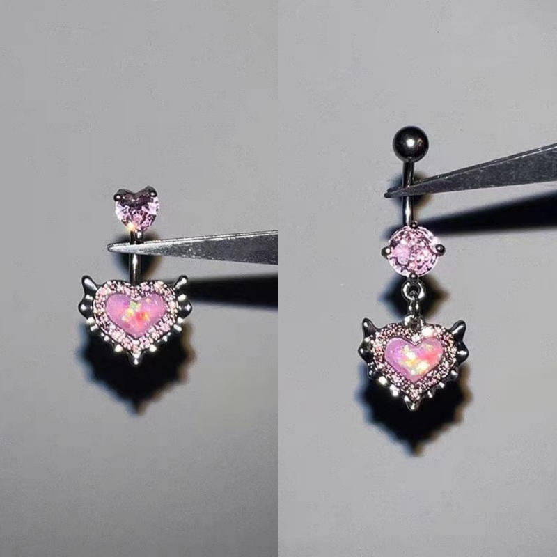 Nerezová oceľ, unisex, pupočný prsteň s tvarom srdca, elektroplating