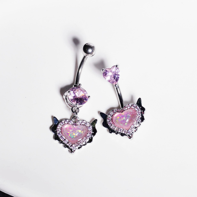 Nerezová oceľ, unisex, pupočný prsteň s tvarom srdca, elektroplating