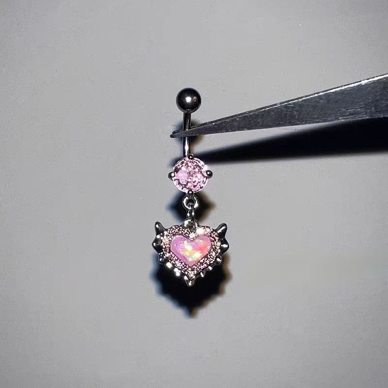 Nerezová oceľ, unisex, pupočný prsteň s tvarom srdca, elektroplating