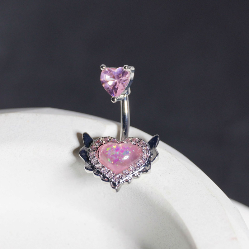 Nerezová oceľ, unisex, pupočný prsteň s tvarom srdca, elektroplating