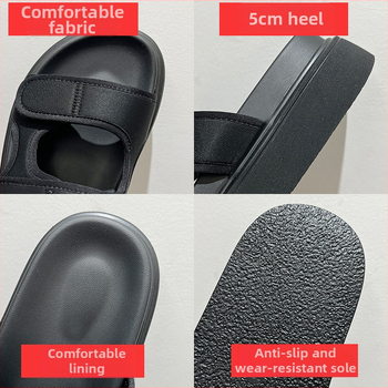 Ženské platformové sandále s hrubou podrážkou, slip-on – PU vršok, gumová podrážka, hrúbka podrážky 3–5 cm, vnútorná časť zo svinskej kože, rýchloschnúce, ľahké, protiskĺzové