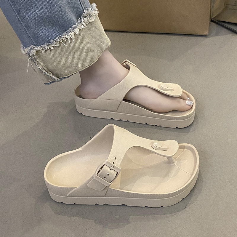 Dámske papuče, protišmykové, hrubá EVA podrážka, EVA vršok, slip-on, jednofarebný vzor, výška podrážky 3–5 cm