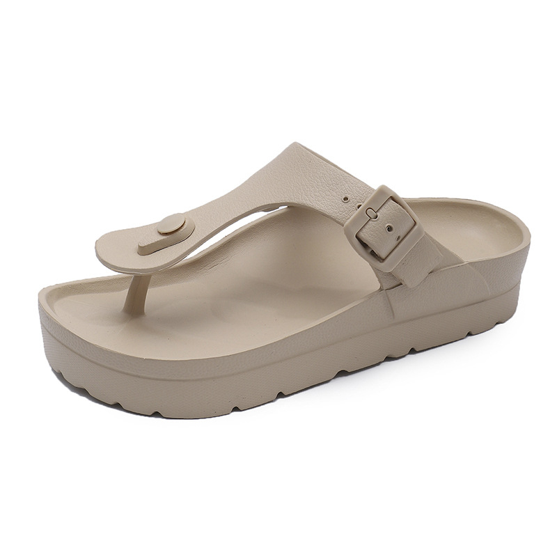 Dámske papuče, protišmykové, hrubá EVA podrážka, EVA vršok, slip-on, jednofarebný vzor, výška podrážky 3–5 cm