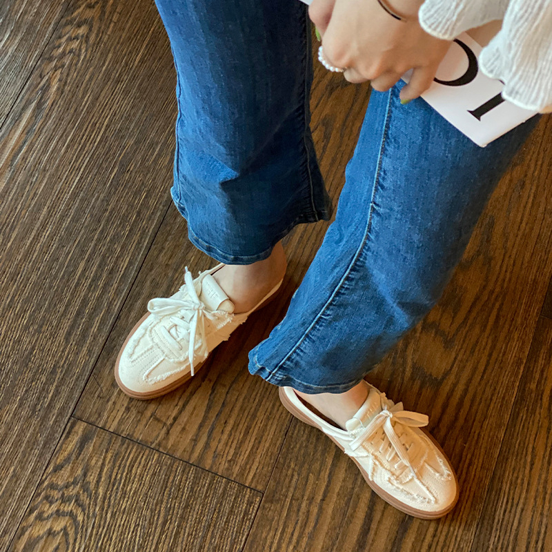 Dámske tenisky z plátna, nízky vrch, korejský štýl, šnúrky, gumená podrážka, letný model