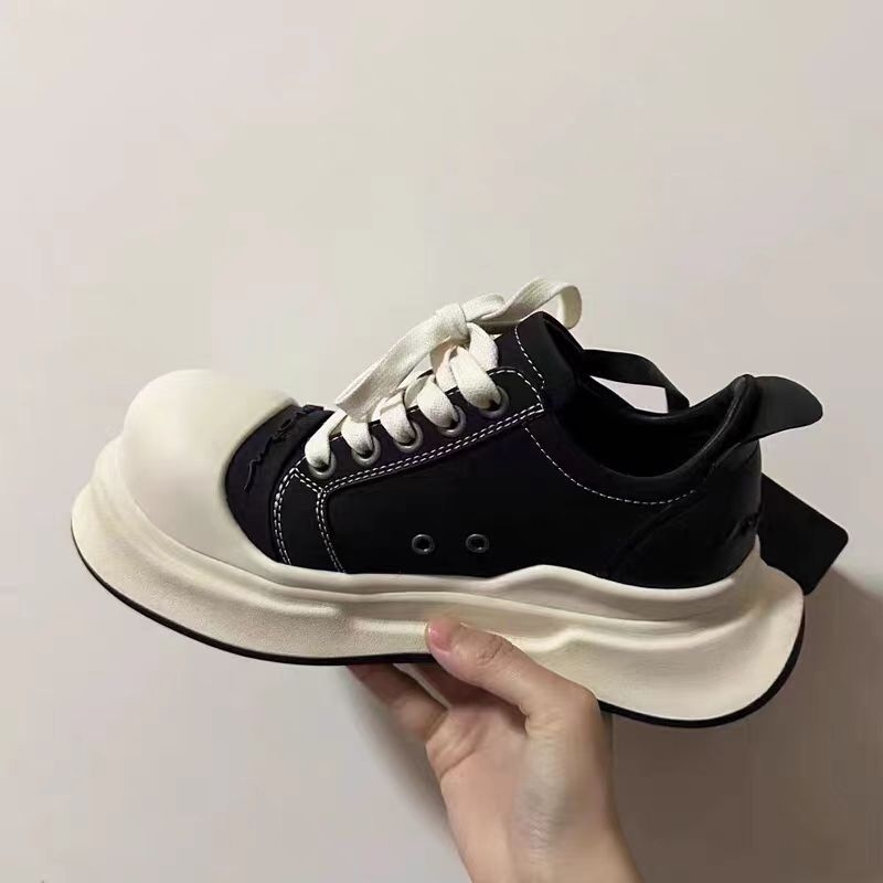 Дамски платформи със дебел под — кръгъл нос, горна част от синтетична кожа, 3–5 см височина на петата, гумена подметка