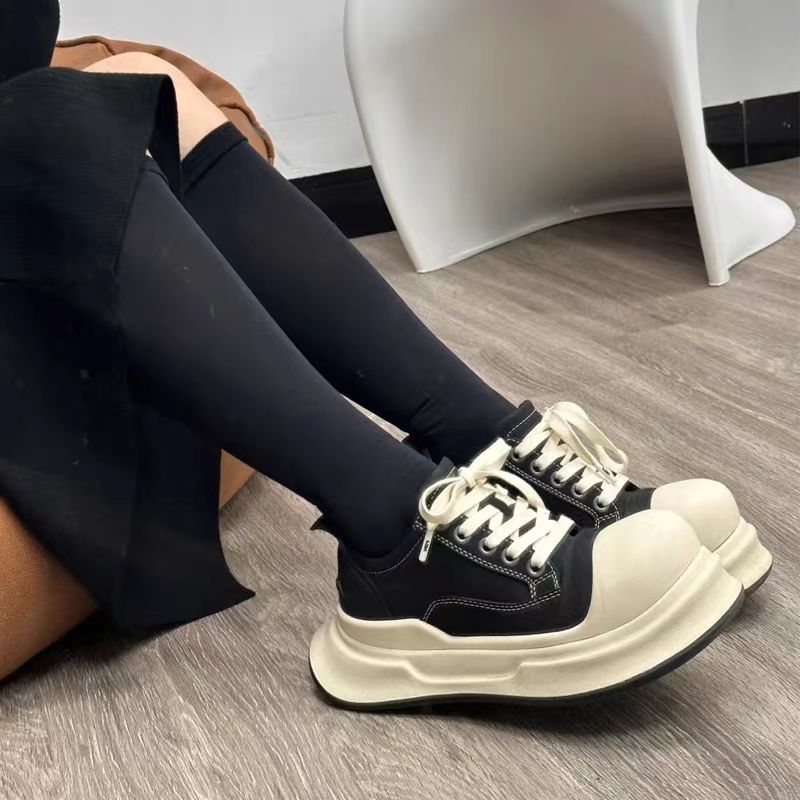 Дамски платформи със дебел под — кръгъл нос, горна част от синтетична кожа, 3–5 см височина на петата, гумена подметка