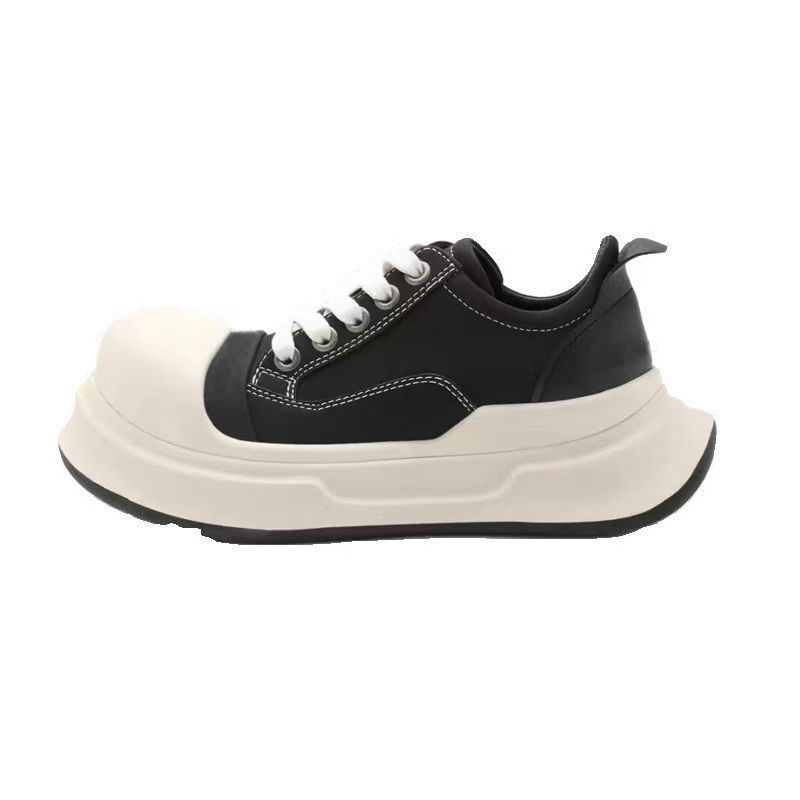 Дамски платформи със дебел под — кръгъл нос, горна част от синтетична кожа, 3–5 см височина на петата, гумена подметка