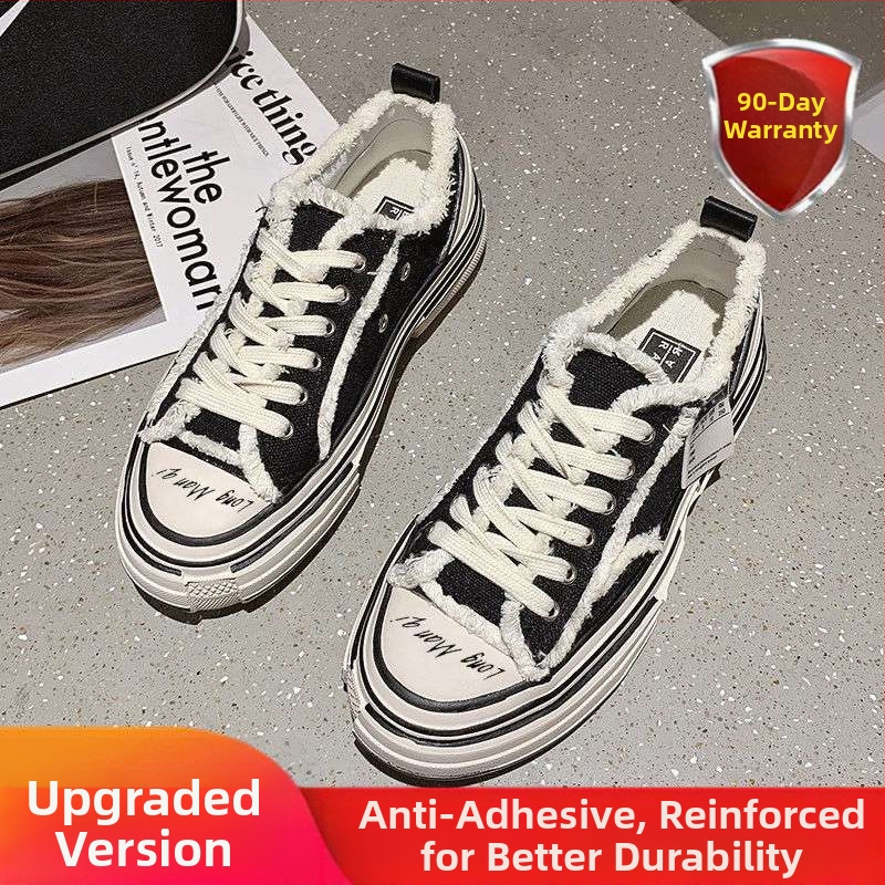 Дамски платнени обувки, висока горна част, райета, дебела подметка от полииуретан, връзки