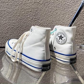 Платнени обувки - нисък връх, връзки, гумена подметка, корейски стил