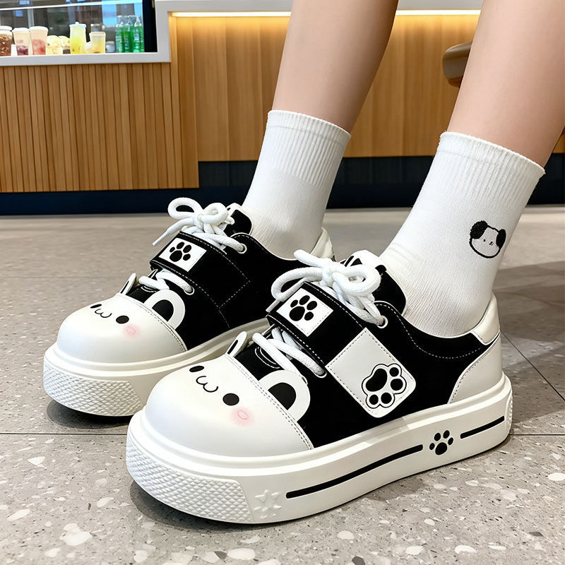 Дамски PU Lace-Up равни обувки, нисък връх, гумена подметка, с изкуствен косъм в стелката