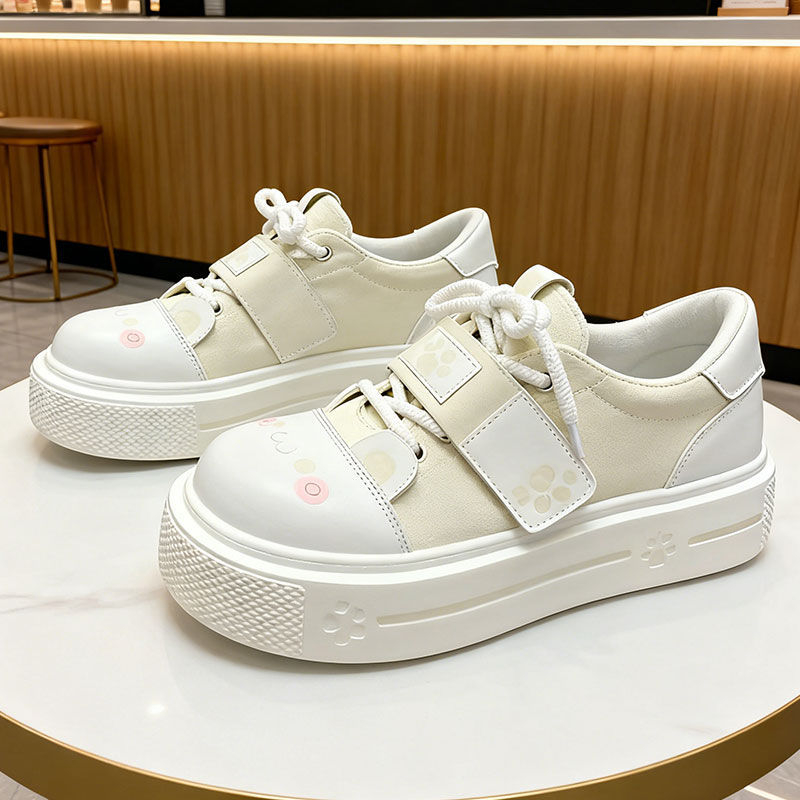 Дамски PU Lace-Up равни обувки, нисък връх, гумена подметка, с изкуствен косъм в стелката