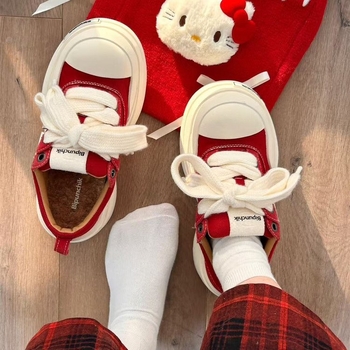 Pantofi Bandage din canvas pentru femei – partea superioară din piele sintetică, talpă din cauciuc, branț PU, vârf rotund, închidere cu șireturi