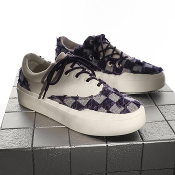 Vysoké-top PU tenisky s checkerboard vzorom – šnúrky, vnútorná textília, proti nárazu, letné uvedenie 2025