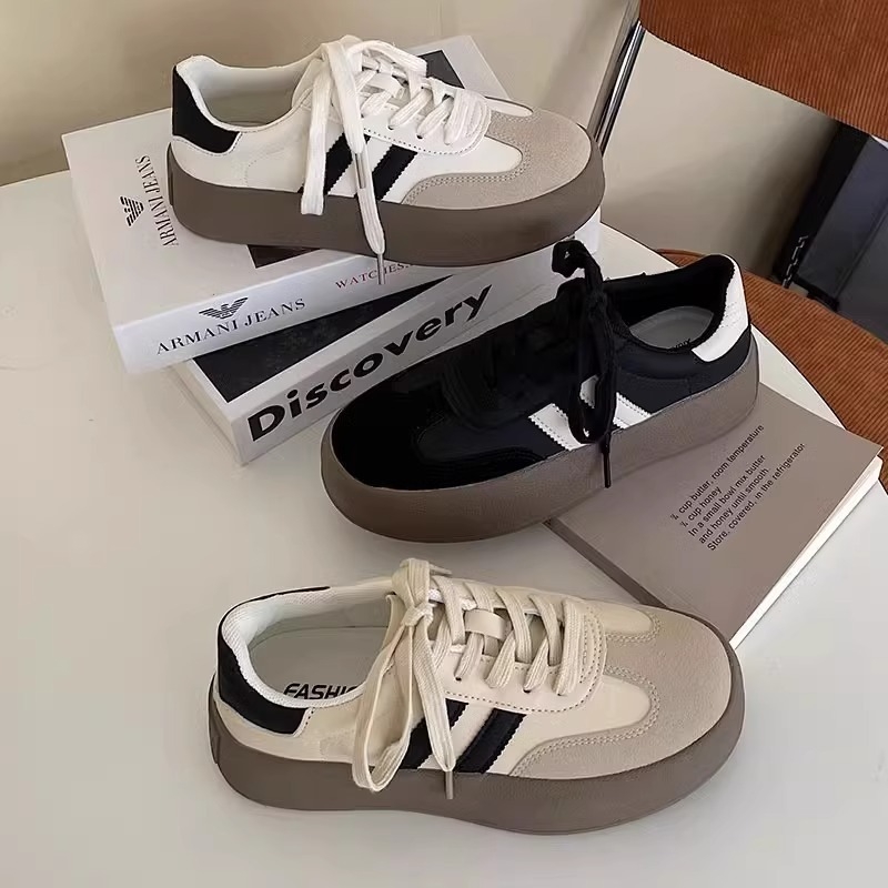 Adidași din pânză pentru femei, talpă groasă din cauciuc, PU pe partea superioară, căptușeală din bumbac respirabil, închidere cu șiret în față