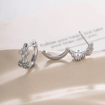 Butonuri pentru urechi, Forma de floare, Prelucrare cu diamant, Metal (Unisex Vintage; Princess Series; A-865)